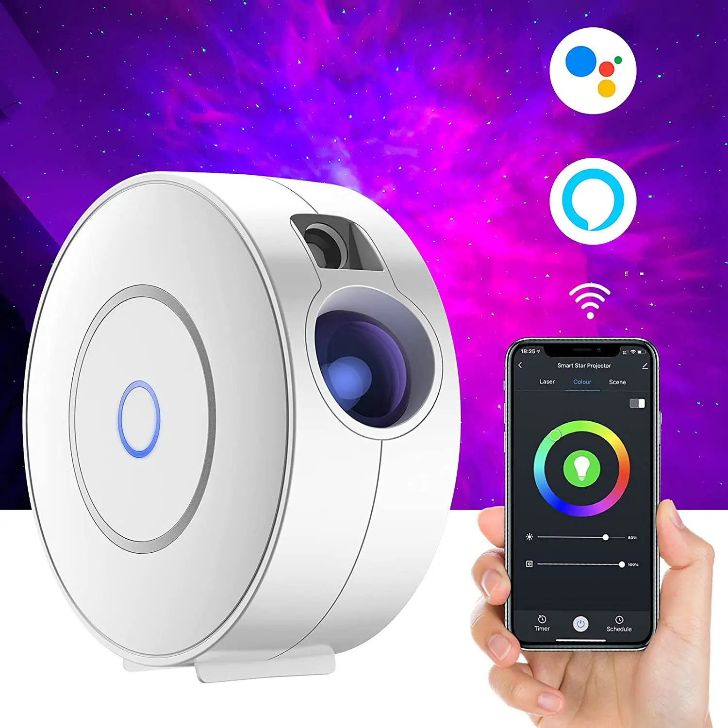 Tuya WiFi inteligente Aurora galaxia estrella proyector luz nocturna Alexa Control de voz aplicación Control estrella proyector luz LED niños bebé regalo