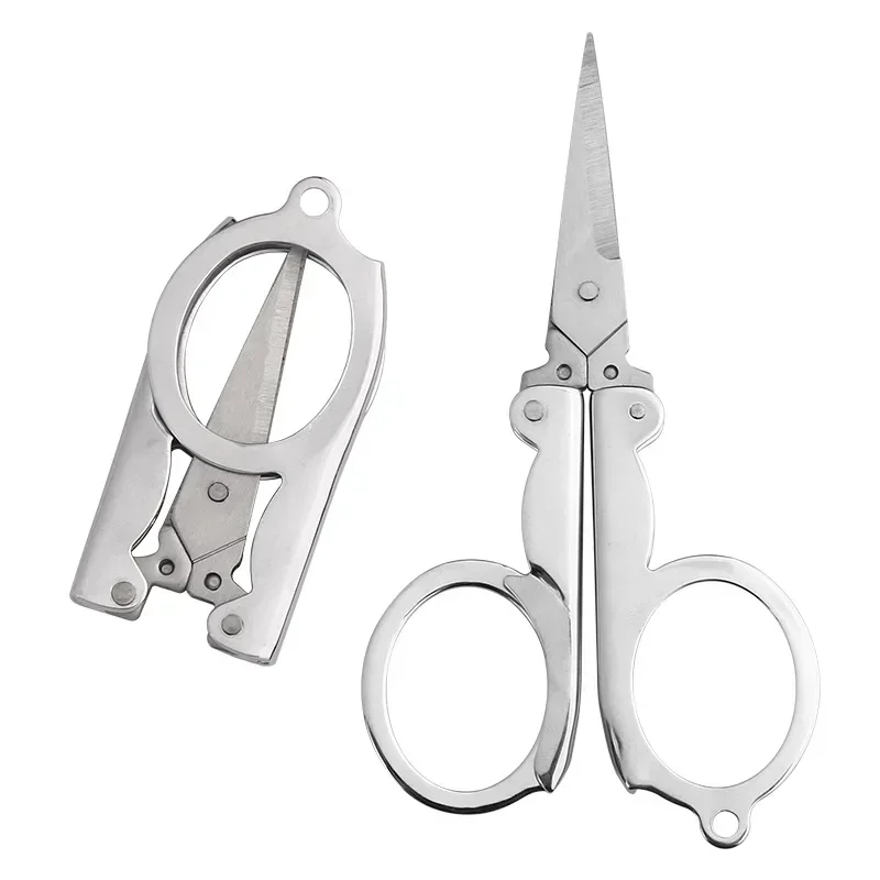 Tijeras plegables de acero inoxidable, cúter de bolsillo portátil, tijeras artesanales hechas a mano, Mini hilo de bordar de viaje a medida