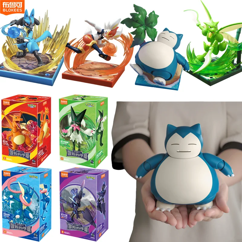 Originele Blokees Pokemon Pikachu Scyther Snorlax Lucario Charizard Greninja Meowscarada Ceruledge Bouwstenen Anime Pop Speelgoed