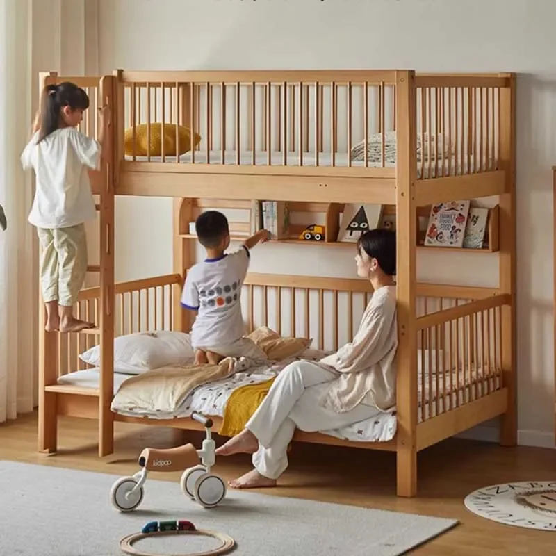 Nordic เด็กเตียงไม้ชั้น Upper Modern เตียงเด็กยก Guardrails สาวปลอดภัย Letto A Castello บ้านเฟอร์นิเจอร์