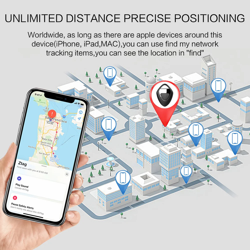Xiaomi Smart Bluetooth GPS Tracker Work with Apple Find My APP ITag Anti-Lost Reminder Device MFI Locator Car Key Pet Kid Finder