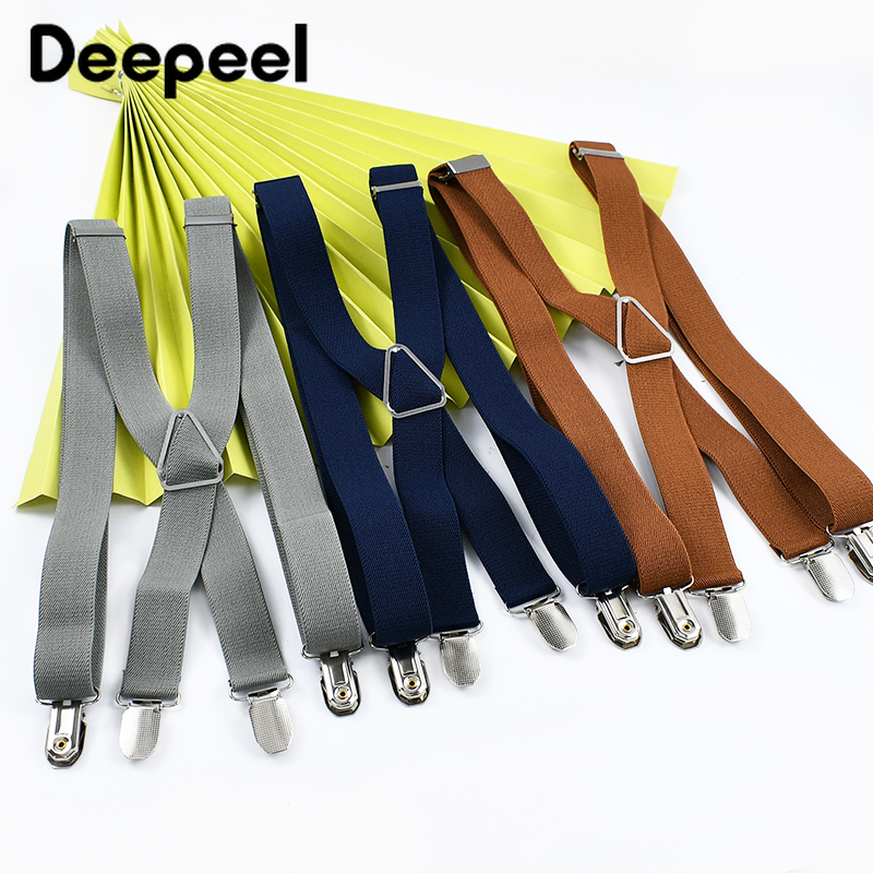 Deepeel-suspender de 4 Clips para hombre, arnés elástico ajustable tipo Y, correa ancha, suspensorio, accesorios DIY, 2,5x100cm, 1 ud.