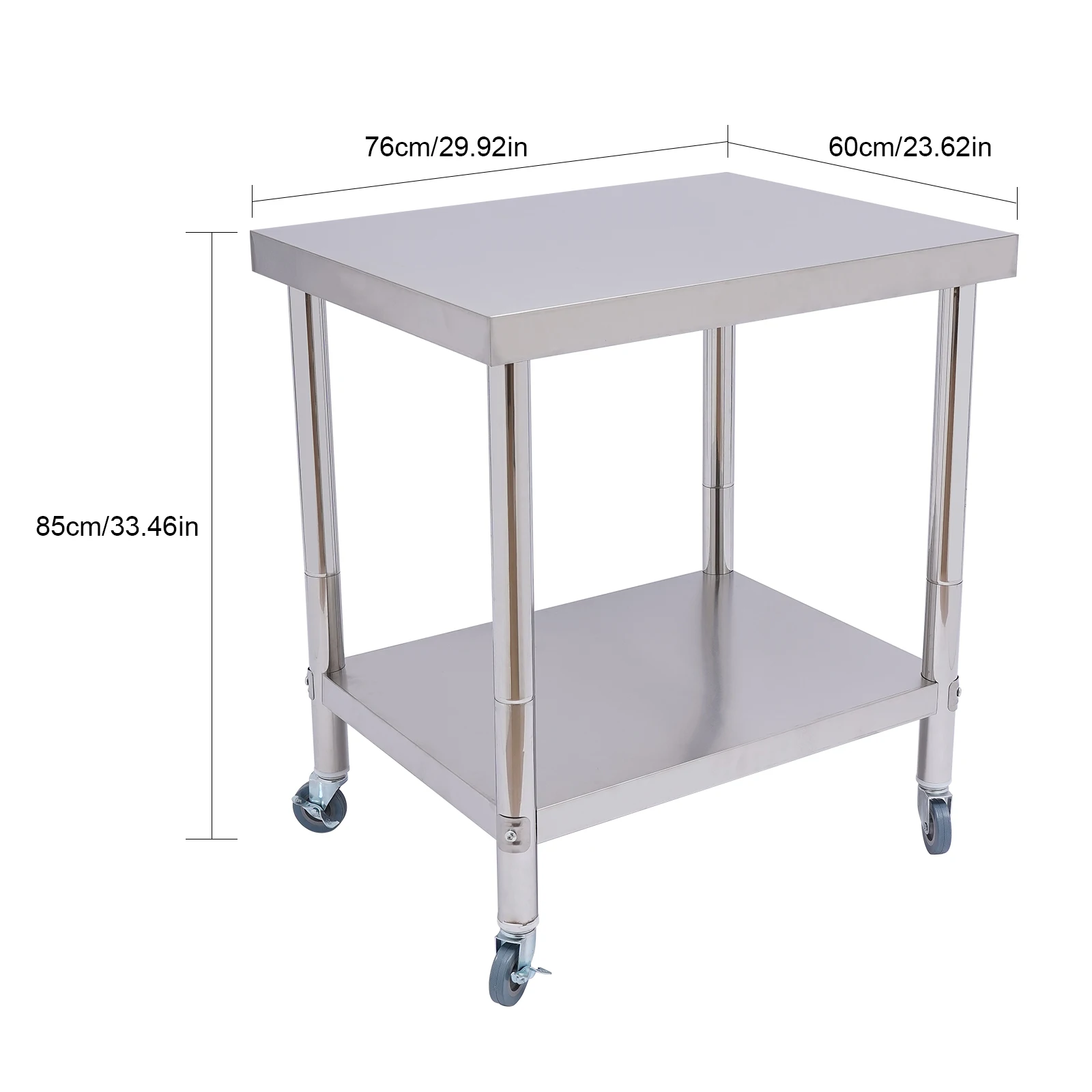 Mesa de aço inoxidável para preparação e trabalho, mesa de trabalho comercial resistente para preparação de alimentos com undershelf para restaurante, casa e hotel