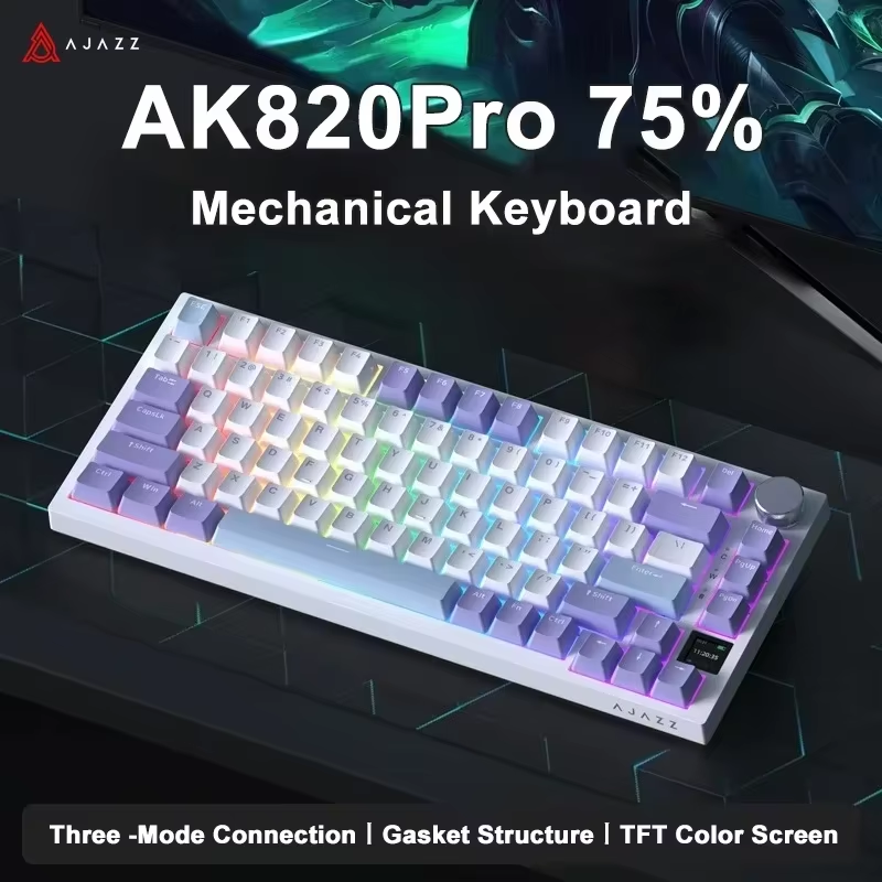 AJAZZ AK820/AK820Pro игровая механическая клавиатура 75% 82 клавиши проводная одномодовая/Bluetooth беспроводная геймерская клавиатура для портативных ПК