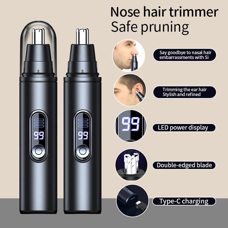 Mini recortador de pelo de nariz de bolsillo, cortadora indolora para nariz, orejas, pelo, cejas, recortador portátil impermeable para hombres y mujeres