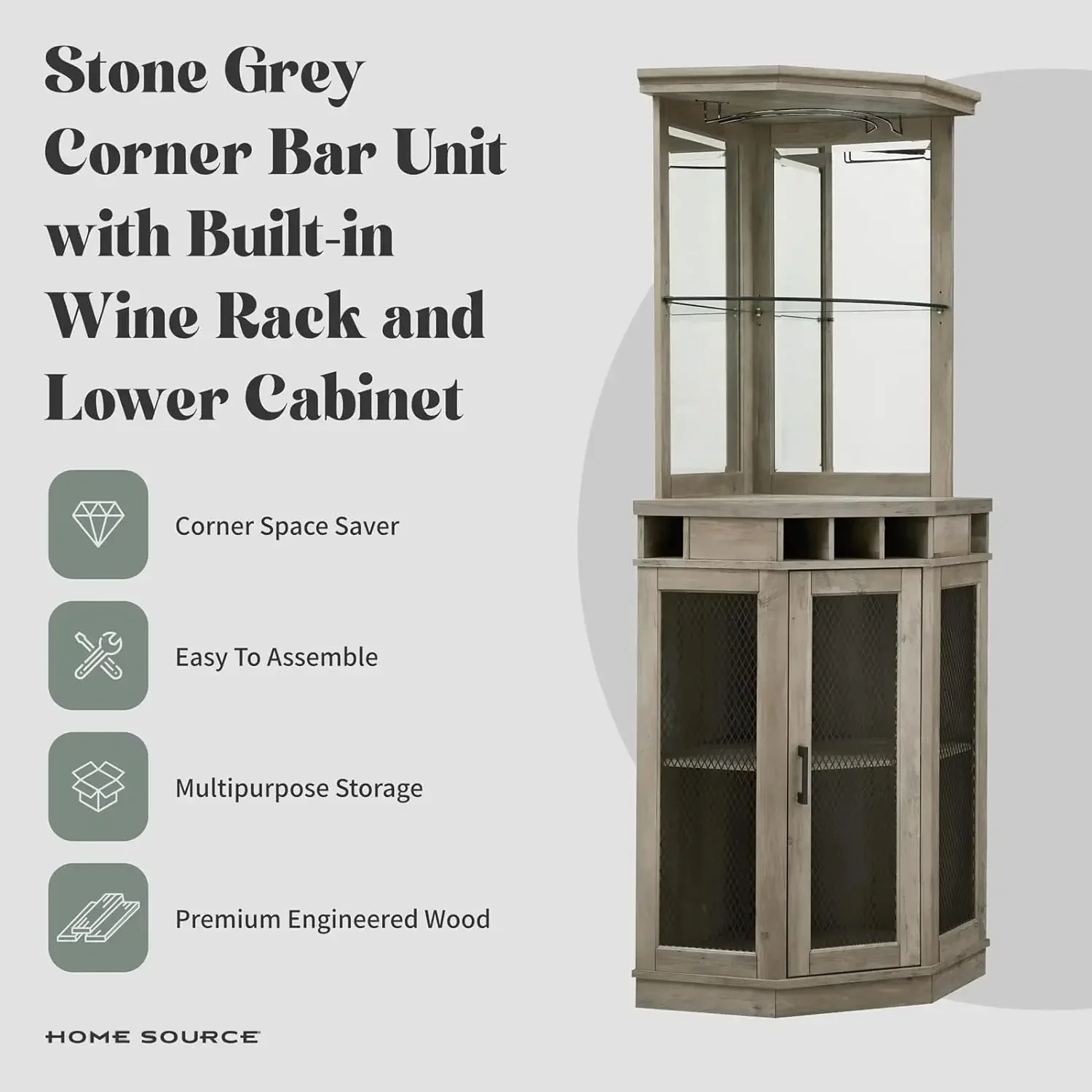 White Corner Bar Unit 73" With Built-in Wine Rack And Lower Bar Cabinet For Liquor And Glasses Storage 23.6"D X 31.5"W X 73"H