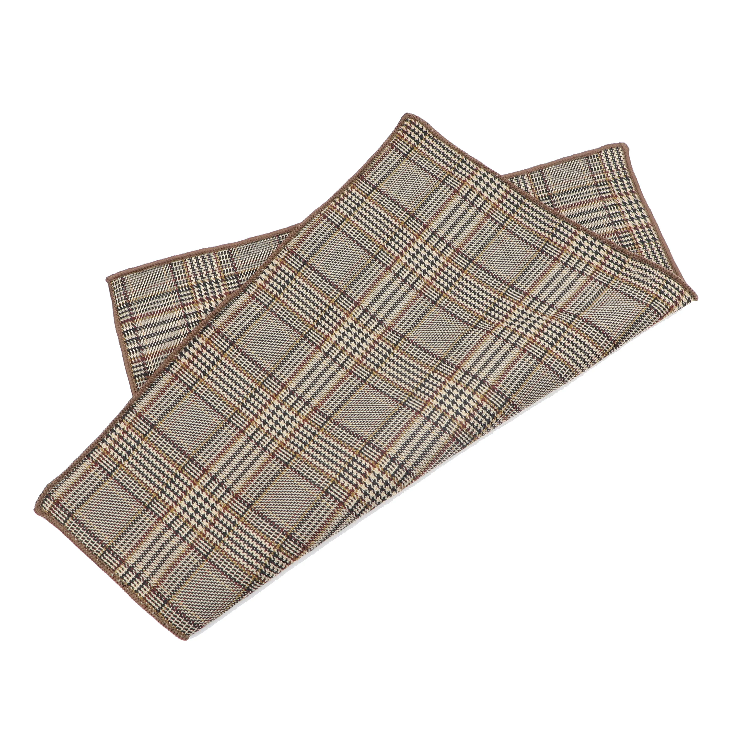 ผ้าฝ้ายคลาสสิกลายสก๊อตลายพ็อกเก็ตสแควร์ 24 ซม.Hankies สีน้ําตาลชุดปาร์ตี้สวมใส่ทุกวันผ้าเช็ดหน้า Tuxedo ของขวัญอุปกรณ์เสริมสําหรับ Man