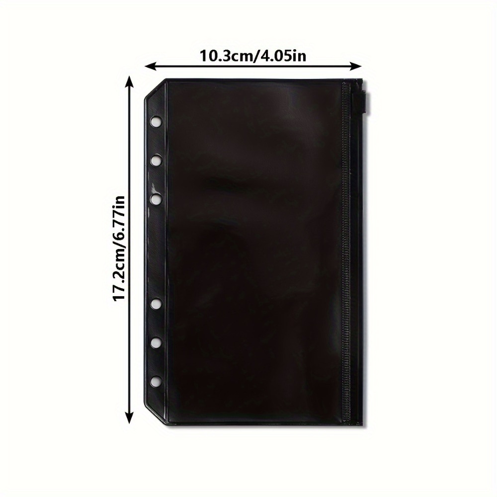 5 ชิ้น A6 Binder กระเป๋าสีดําซิปกระเป๋าสีดํา PVC งบ Budget ซองการจัดเก็บเอกสารกระเป๋าสําหรับ A6 โน้ตบุ๊ค Binder