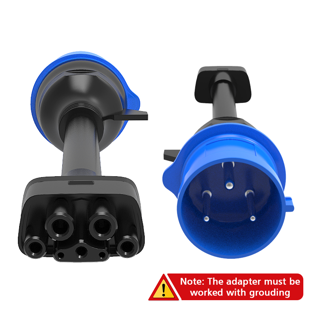 Conector do cabo de extensão para Tesla, adaptador CEE azul, carregador EV, 3 pinos, S,3,X,Y, Gen 2, saída 240V, 32A, 10"