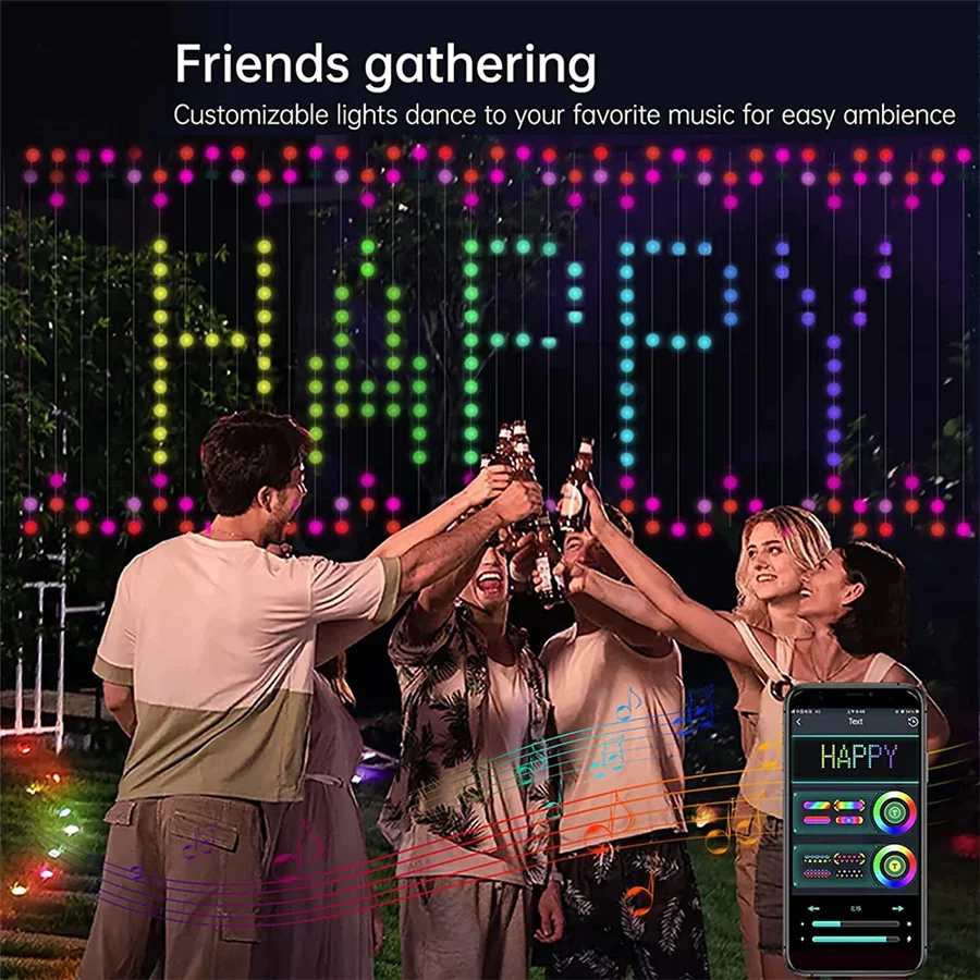2024 New 3*3M 400LEDs Curtains Lights Garland RGB Smart APP Control DIY Pattern Christmas Fairy String Lights for Festival Decor