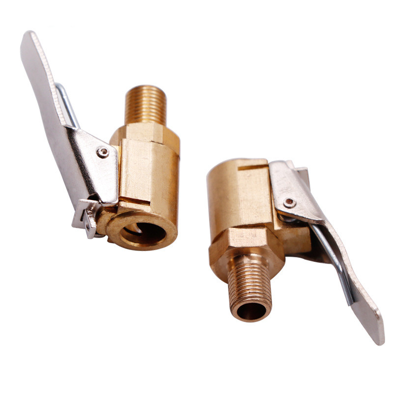 Conector de válvula de bomba de inflado de mandril de aire de neumático de coche, adaptador con Clip, válvula de rueda de neumático de latón de 6mm y 8mm para bomba inflable