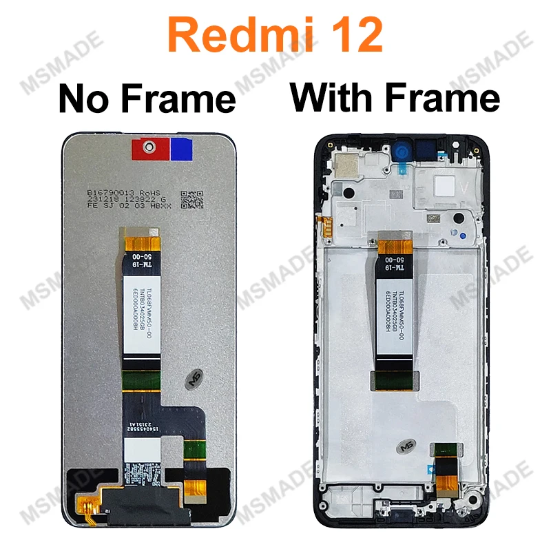 Chioce para Xiaomi Redmi 12 LCD 23053RN02I Panel táctil montaje de pantalla digitalizador para Redmi 12 pantalla 23053RN02Y piezas de repuesto