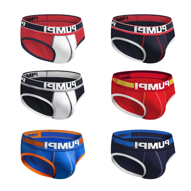 3 pièces/lot creux respirant hommes Slip Bikini Jockstrap slips hommes culottes Sexy Gay hommes sous-vêtements Sissy Sexy hommes bref caleçons