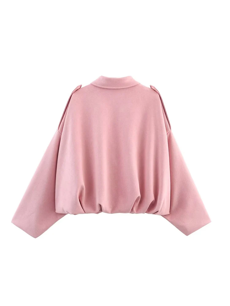 TFMLN, chaqueta Bomber de gamuza para mujer, nueva moda de primavera, abrigo Bomber liso de gran tamaño con cremallera de manga larga, ropa de calle elegante para mujer 2025
