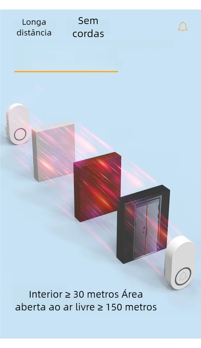 Campainha com controle remoto auto-pow, porta ab, à prova d'água, longa distância, inteligente, eletrônica, sem fio