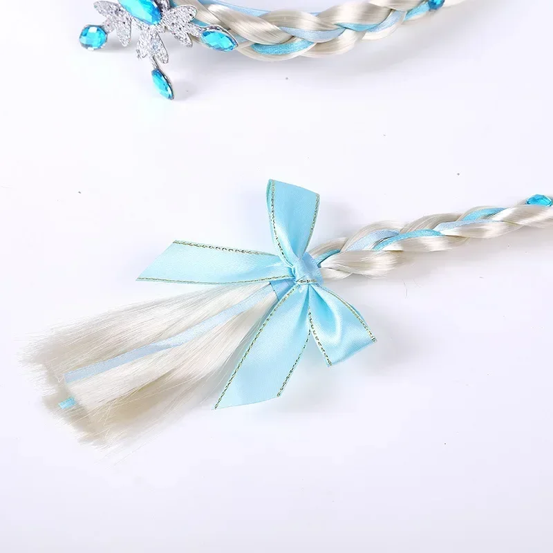 Peruca congelada trança princesa hairband menina elsa floco de neve azul rosa bandana acessórios para o cabelo rainha cocar bebê meninas tecelagem