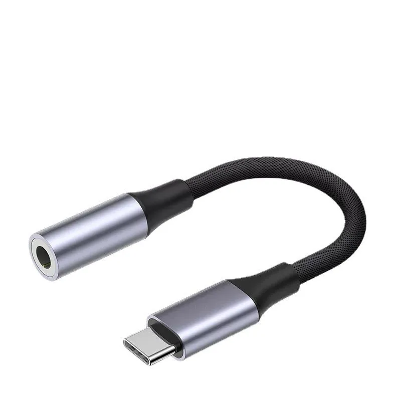 Adattatore jack per cuffie di tipo C intrecciato in nylon resistente, cavo ausiliario da 3,5 mm placcato in oro per auto/musica/giochi (trasuoni da 0, ms, microfono e volume C