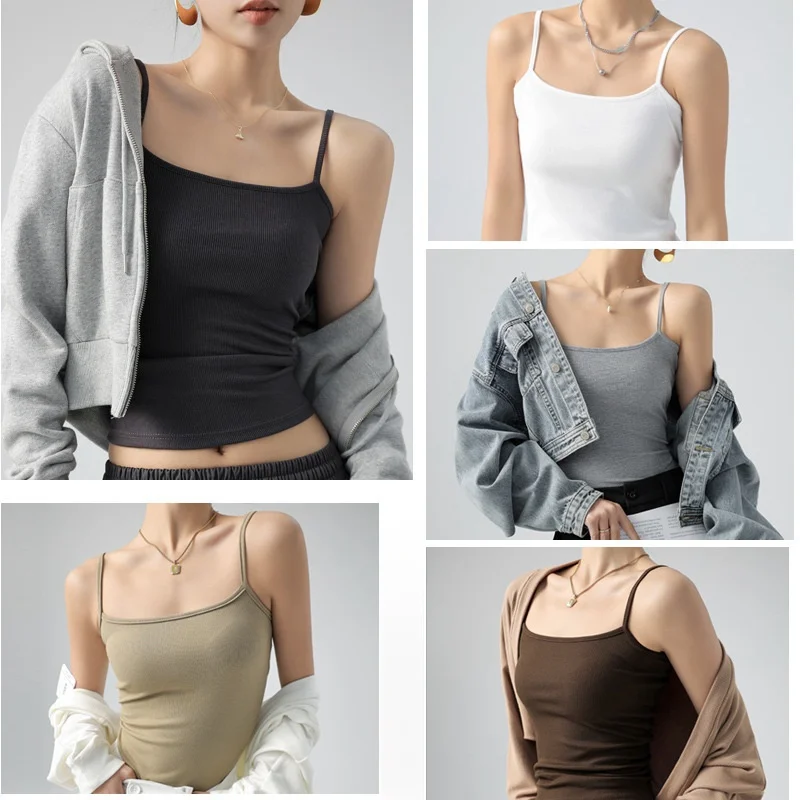DOIAESKV ฤดูร้อน Basic Tanks สปาเก็ตตี้ Camis ยืดเสื้อผู้หญิงแขนกุด SLIM FIT Basic ถัก Camisole