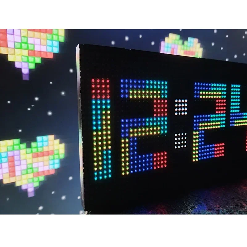 Orologio a matrice di punti fai-da-te Blocco multifunzionale Orologio con temporizzazione automatica digitale WIFI Orologio con display a colori a LED