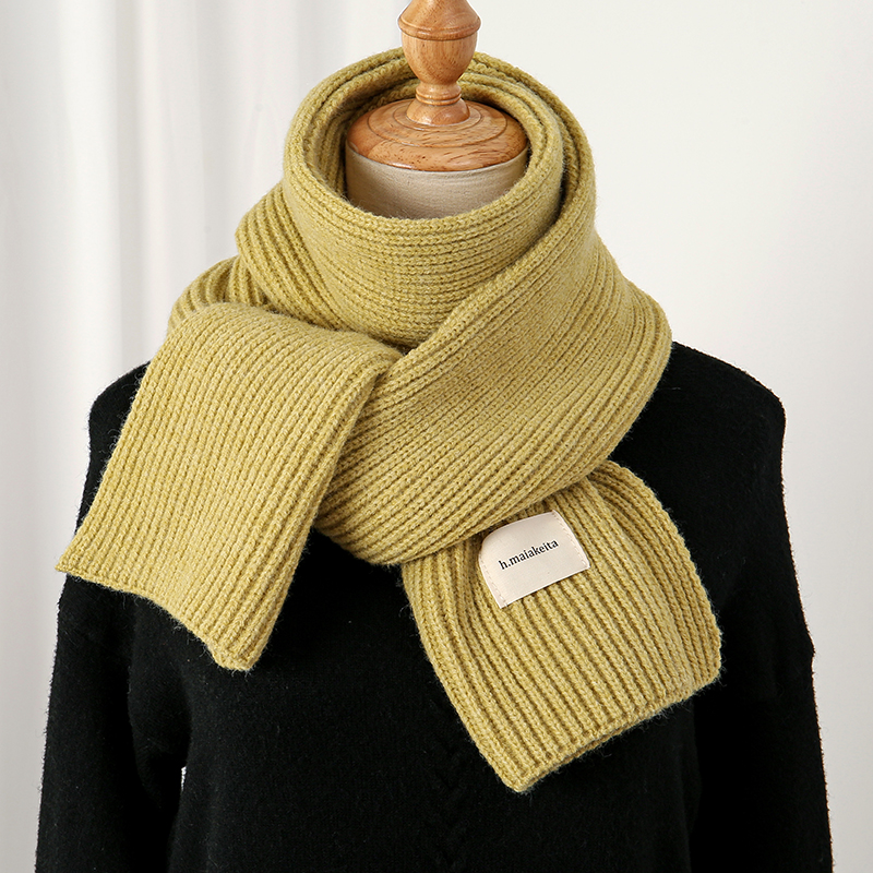 Lenço de lã de malha quente macio feminino sólido estilo coreano magro longo fio de lã outono inverno viagem casual neckechief bufanda novo