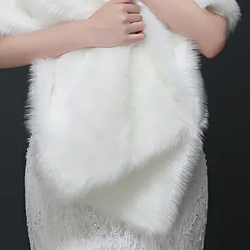 고품질 가짜 모피 웨딩 목도리 부드러운 두꺼운 신부 랩 아이보리 1.78 미터 긴 신부 케이프 여성 액세서리 공식 파티