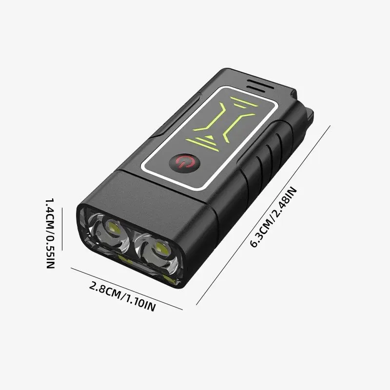 Linterna LED de doble núcleo impermeable, ligera, recargable, Luz fuerte para acampar al aire libre, llavero portátil de largo alcance