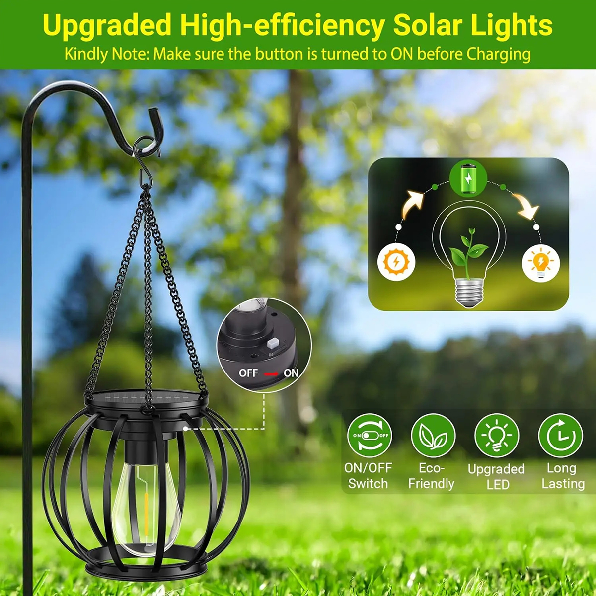 Linterna solar linterna LED lámpara sensor solar lámpara de patio impermeable al aire libre 3000k paisaje arte de hierro, con decoración de cadena duradera