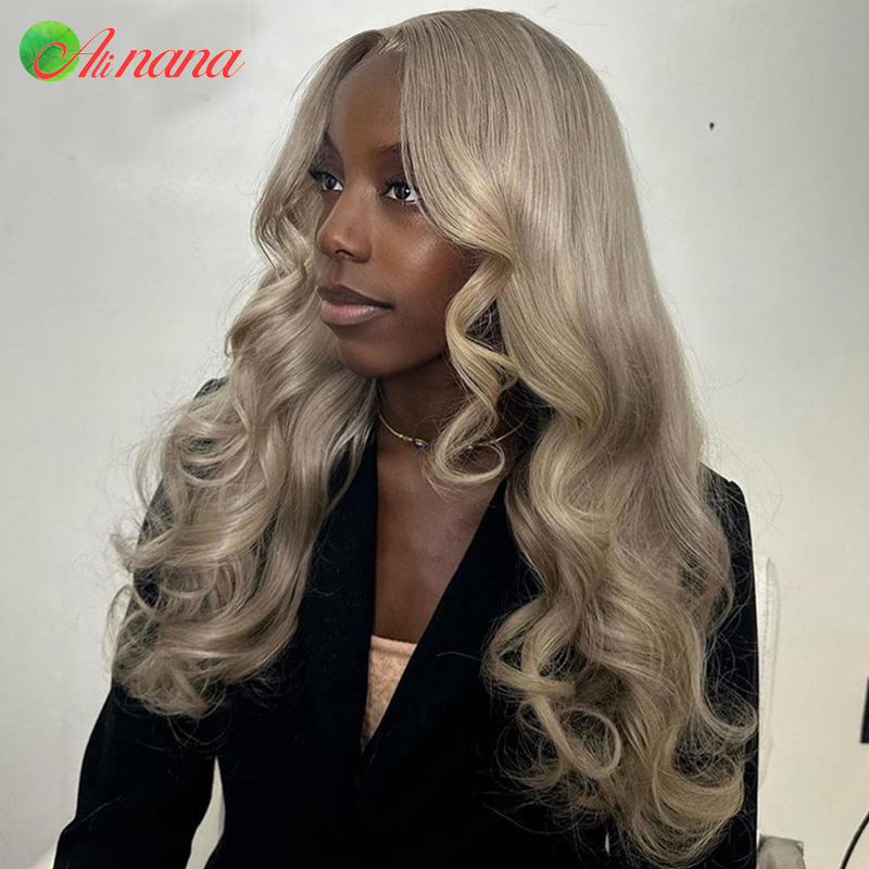 Highlight Aschblond Farbige HD 13X4 Lace Front Perücke Bleach Knots Vorgezupfte 5X5 Spitzenverschlussperücke 100 % Echthaarperücken für Frauen