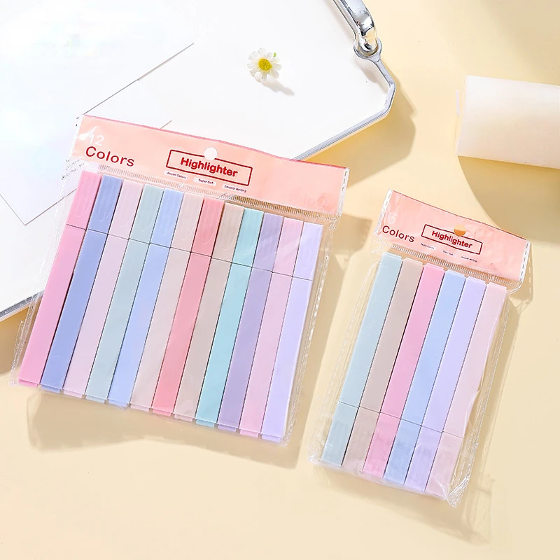 6/12Pcs Pastell Farbe Highlighter Stift Doppel spitze Marker Stifte Fluoreszierende Stift Zeichnung Textmarker Nette Schreibwaren Schule Liefert
