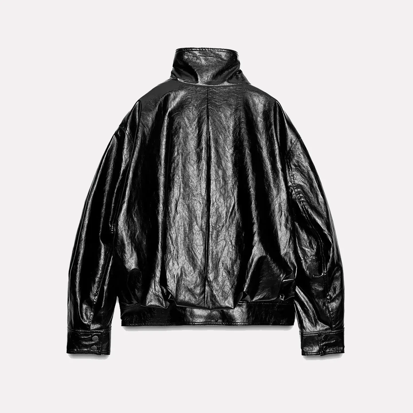 Jaqueta Casual de Moda para Mulheres, Casaco de Couro com Bolso, Nova Chegada de Outono, Respirável, Gola Alta, Manga Longa, ...