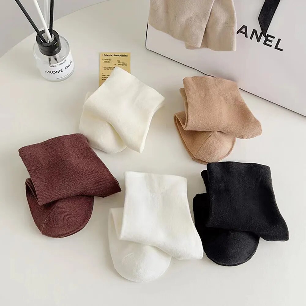 Meias meio tubo em torno do pescoço para mulheres, respirável, casual, macio, desossado, moda japonesa, alta qualidade, outono, 5 pares