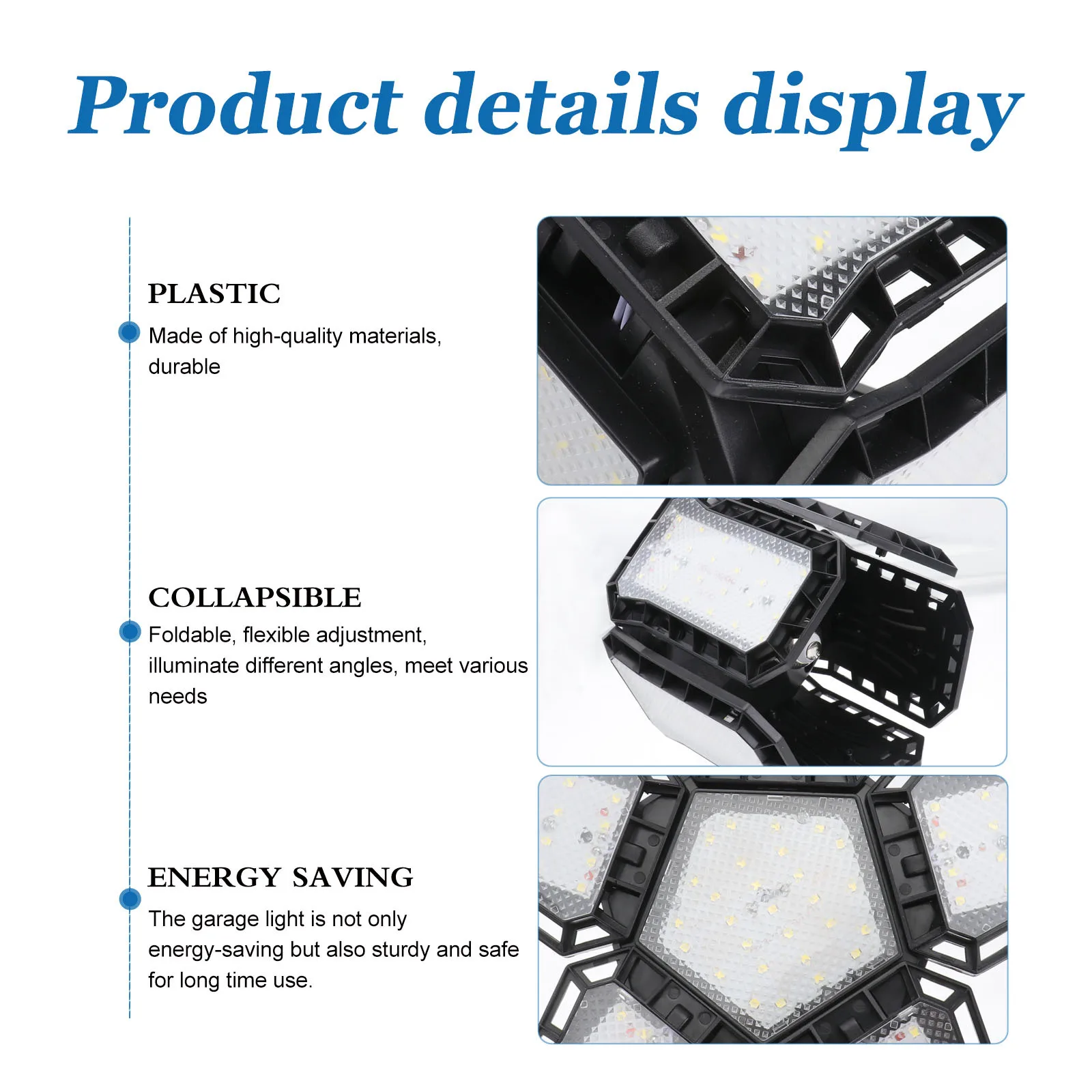 Plafonnier LED pliable et réglable pour Garage, cinq panneaux, éclairage de Garage lumineux et déformable pour entrepôt et usage industriel