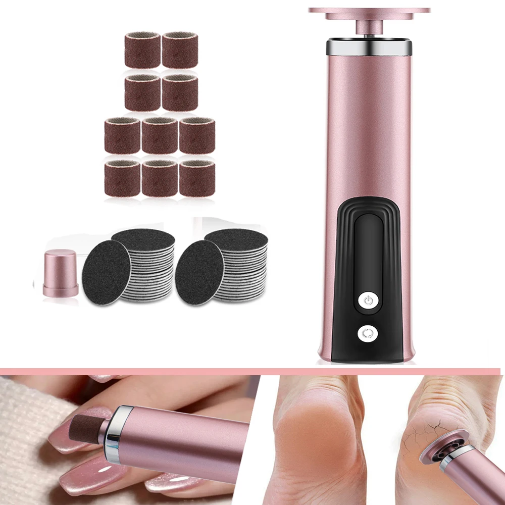 2in1 Lima Elettrica Per Piedi Macchina Per Pedicure Rimozione Della Pelle Morta Callo Piede Rettifica Trimmer Ricaricabile Strumento di Cura Del Piede Scrubber