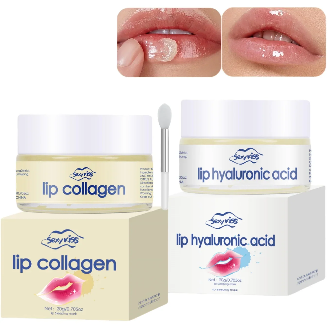 Mascarilla labial para dormir con colágeno de ácido hialurónico, 20g, hidratación profunda, exfoliación hidratante duradera, día y noche, se puede dado como regalo