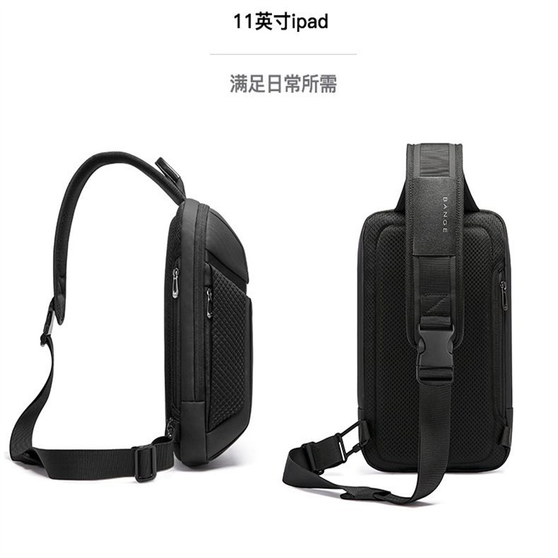 Bange-男性用多機能オックスフォードクロスボディバッグ,盗難防止ショルダーストラップ,チェストパック,USB充電器,短いトラベルバッグ