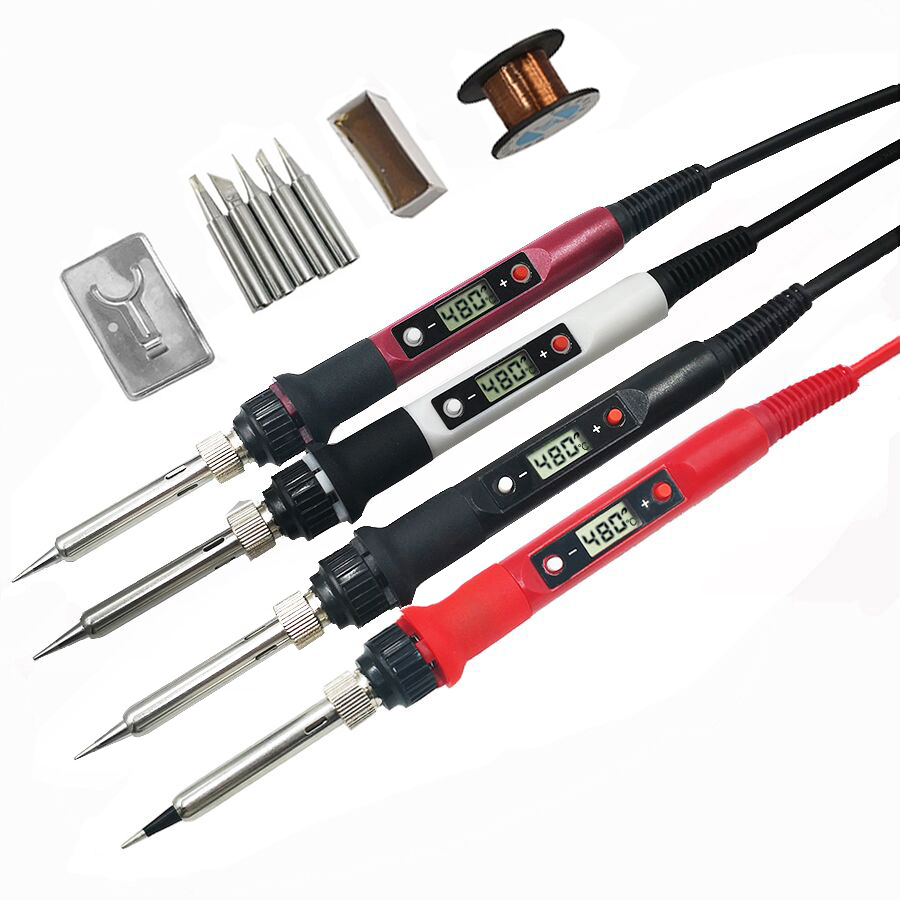 80W Digital Electric Soldering Iron Set Kit Temperature Adjustable 220V 110V Ceramic Heater Soldering Tips Welding Tool set