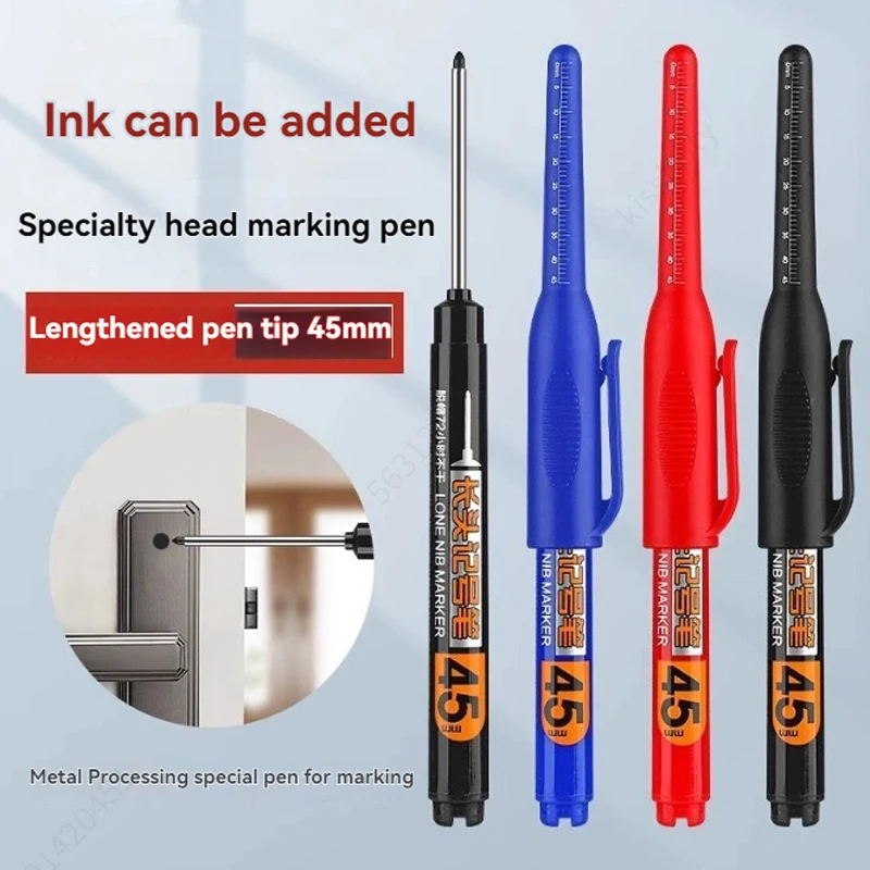 Lot 45mm Waterproof Long Head Nib Deep Hole Markers Pen Tile Carpenter Pen Multi-purpose for Woodworking Black/White/Red Ink