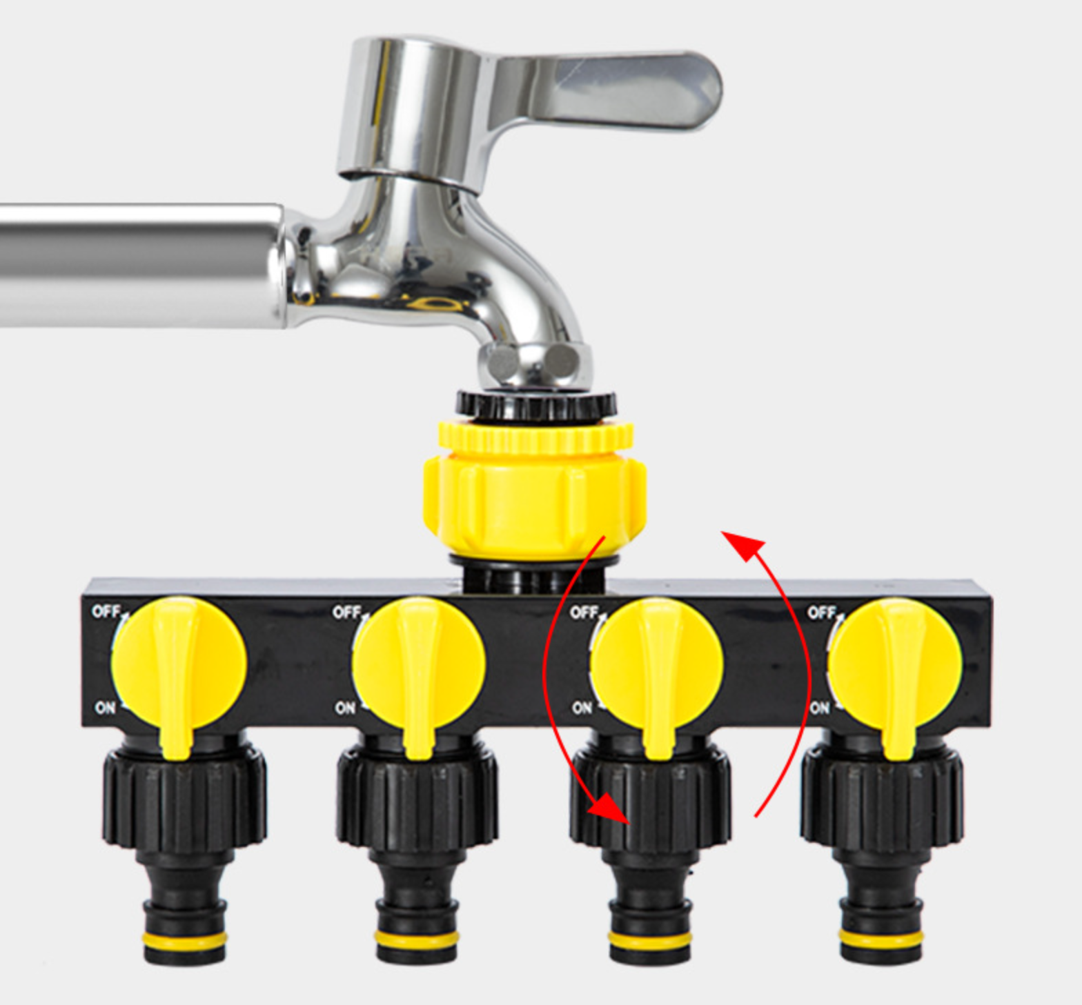 Divisores de agua de 4 vías, rosca de 1 "a 3/4" a 1/2 ", rosca estándar europea, conector de riego para jardín, válvula de accesorios