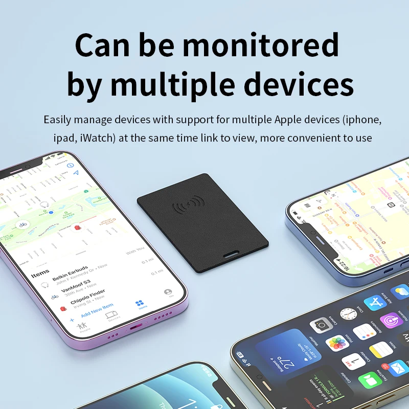 Ultra Slim Tracking Card Wallet Anti-Loss Gps Tracker Smart Location Tag dla Iphone Find My App Wireless Charge Ipx6 Waterproof