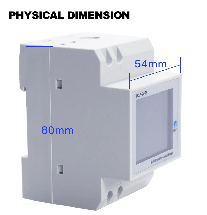 Single Phase Energy Meter Din Rail Electricity Usage Monitor AC 40-300V 100A Voltmeter Ammeter Watt Kwh Frequency Power Meter