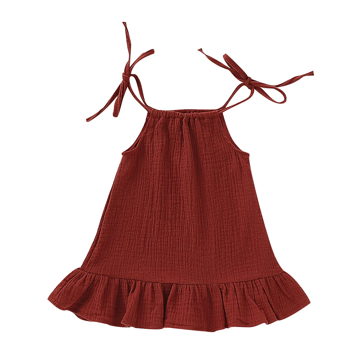 Sommer Kleinkind Baby Mädchen Ärmelloses Rüschen Kleid Sarafan Kinder Baumwolle Leinen Musselin Slip Kleider Kleidung