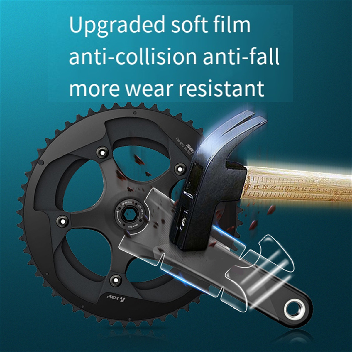 Película protetora para manivela de bicicleta, película tpu anticolisão para manivela mtb, adesivo transparente para 3t, sram vermelho, força sram
