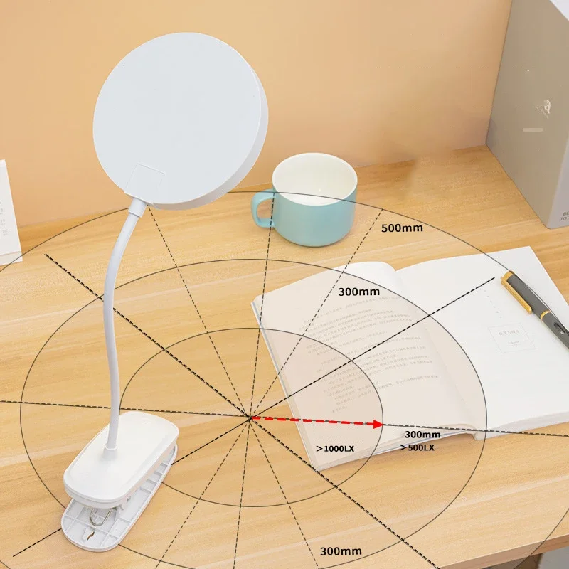 Oplaadbare LED-clip-bureaulamp USB-aanraakbediening 3 kleurmodi Dimbare oogbescherming Leeslamp voor bedtafel Boek Nacht