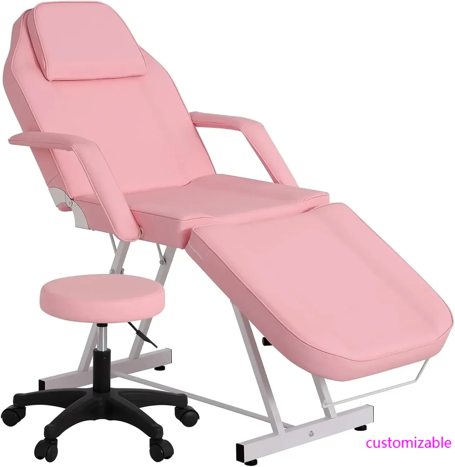 Multipurpose 3-Section Spa Massage Table with Hydraulic Stool, 73-inch Adjustable Tattoo Chair Esthetician Lash Bed, Salon Chair