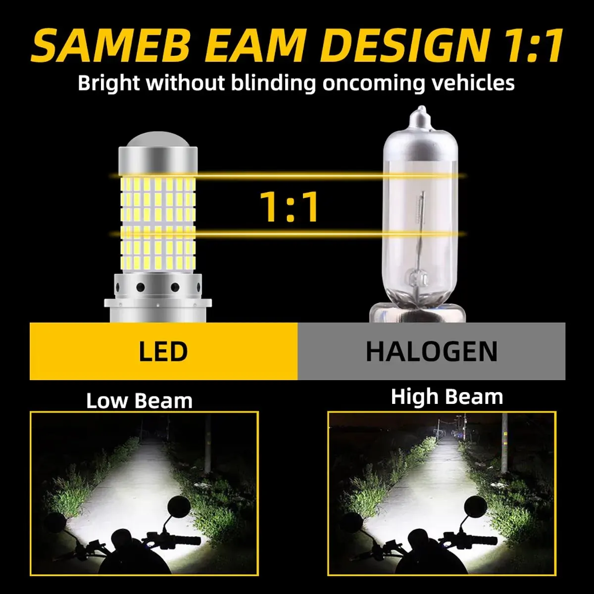 オートバイのヘッドライト用LED電球,フォグライト,スポットライトとプラグ,超高輝度白色光,144 smd,h4 p15d,ba20d,12v,1個