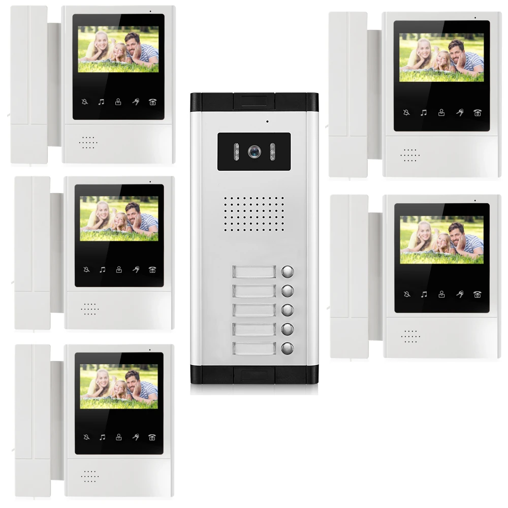 Video-intercom 4,3 inch videodeurbel intercomsysteem met 2F/3F/4F/5F familie multi-nits appartement video deurtelefoon intercom