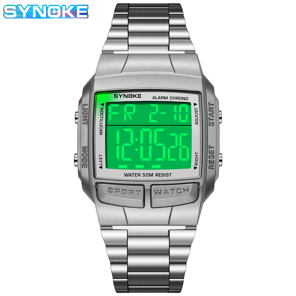 Synoke-メンズ防水ミリタリースポーツウォッチ、電子式、トップブランド、高級男性用時計、LEDデジタル時計