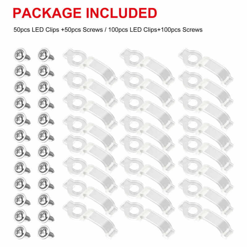 50/100 PCS Fixator LED Strip Fixing Clips Light Holder With Screws Fixing Mounted Clip For 5050 LED Strip Light Bar Cable Clamps