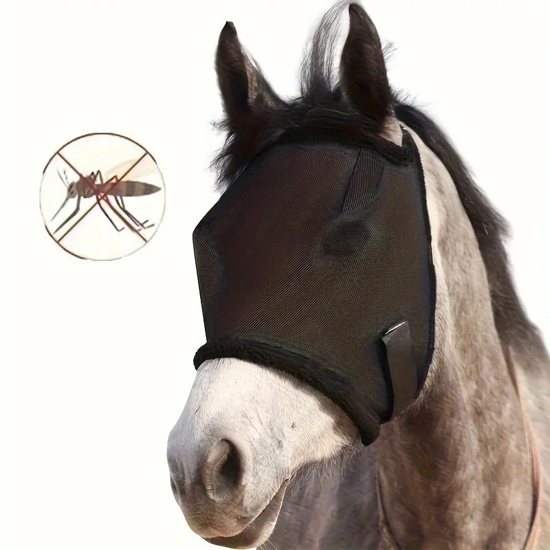 Maschera per cavalli equestre in rete con parasole, repellente per insetti e copricapo per cavalli dal design ventilato per protezione e comfort