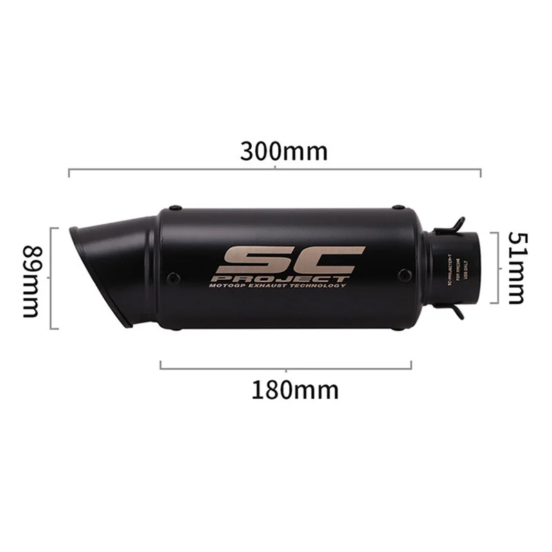 51/60 mm Universal-Motorradauspuff Inox-Schalldämpfer Kohlefaserauspuff mit DB Killer für Z900 R3 R25 MT07 MT09 R1 Z400 Z650